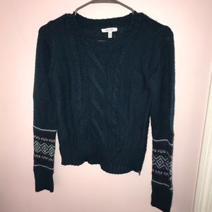 Green cable knit sweater